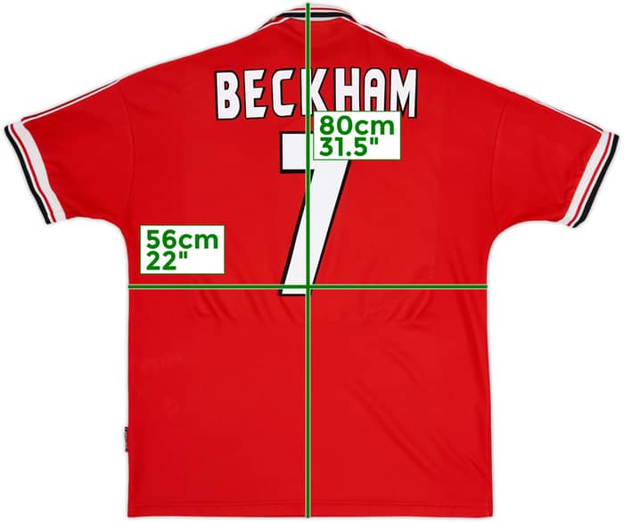 1998-00 Manchester United Home Shirt Beckham #7 - 8/10 - (XL)