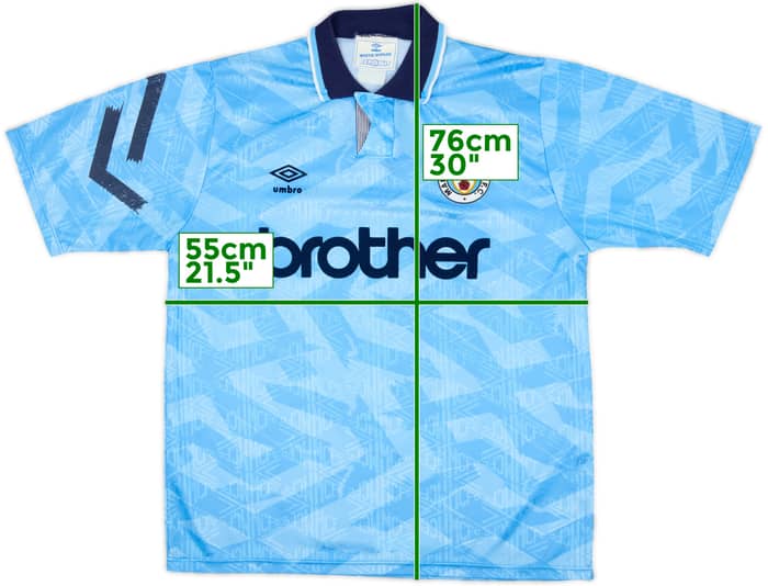 1991-93 Manchester City Home Shirt - 8/10 - (L)