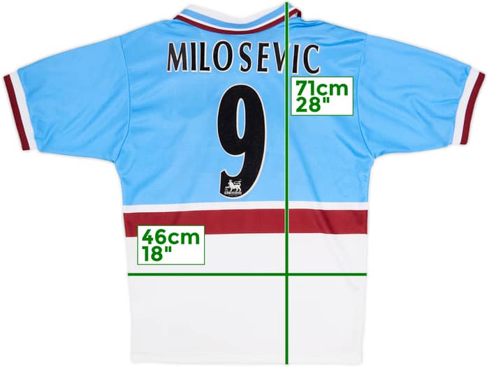1997-98 Aston Villa Away Shirt Milosevic #9 - 8/10 - (S)