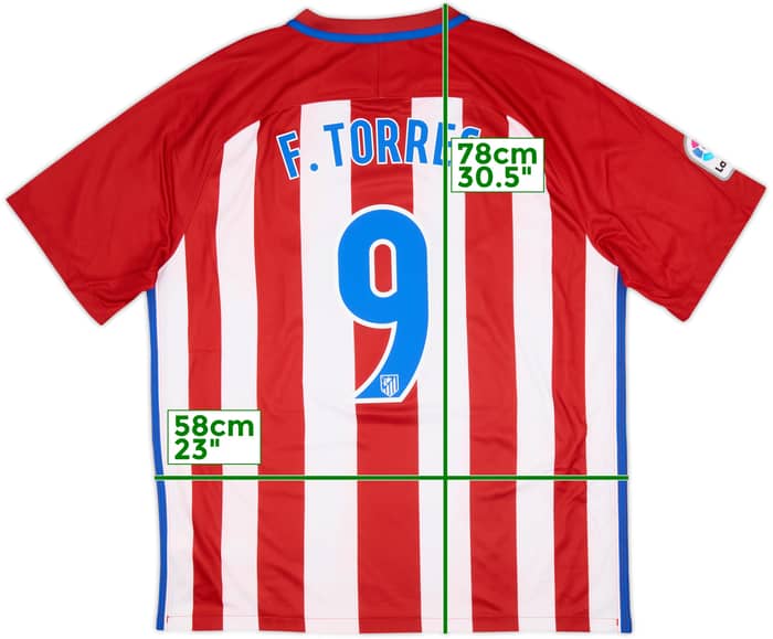 2016-17 Atletico Madrid Home Shirt Torres #9 - 6/10 - (XL)