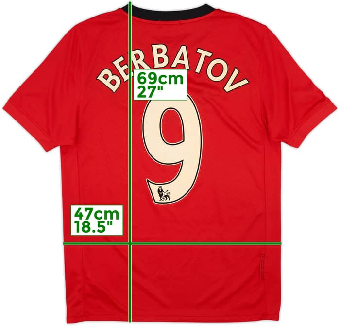 2009-10 Manchester United Home Shirt Berbatov #9 - 7/10 - (S)