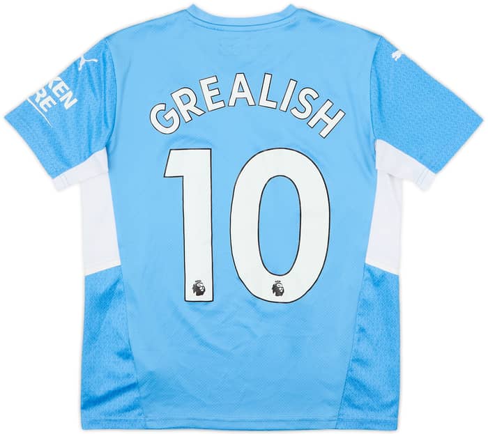 2021-22 Manchester City Home Shirt Grealish #10 - 8/10 - (L.Boys)