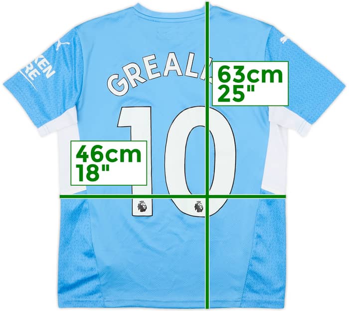 2021-22 Manchester City Home Shirt Grealish #10 - 8/10 - (L.Boys)