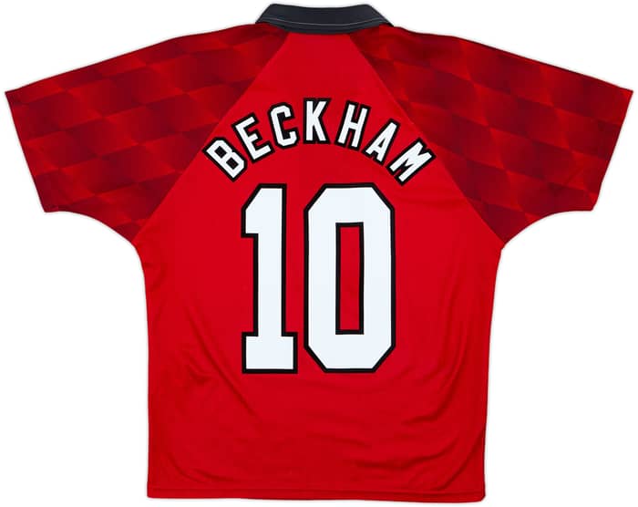 1996-98 Manchester United Home Shirt Beckham #10 - 8/10 - (Y)