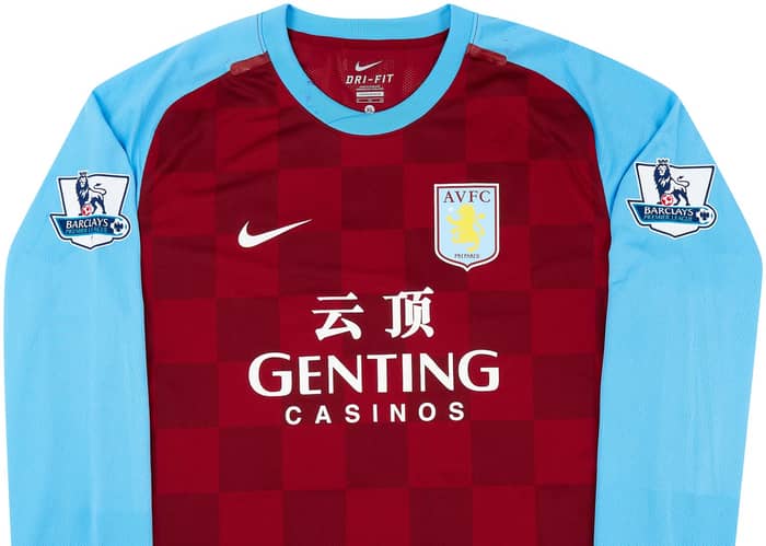 2011-12 Aston Villa Match Issue Home L/S Shirt Makoun #17