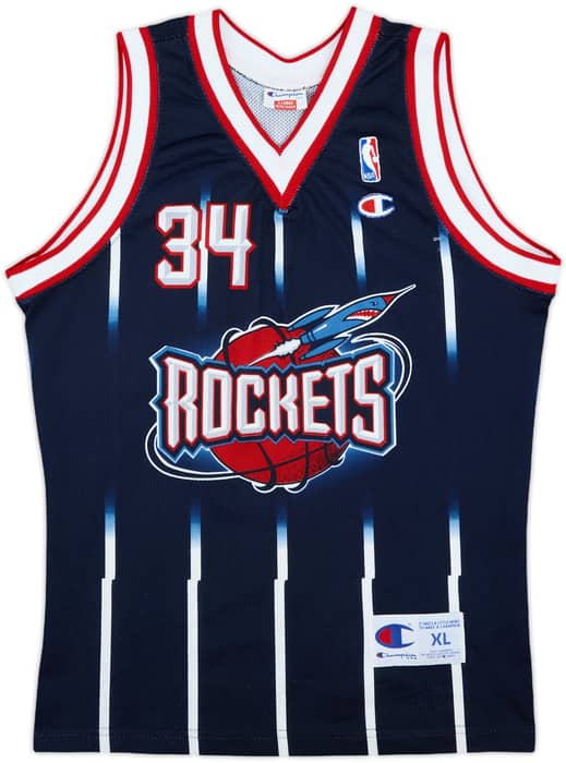 1995-01 Houston Rockets Olajuwon #34 Champion Away Jersey - 5/10 - (XL.Boys)