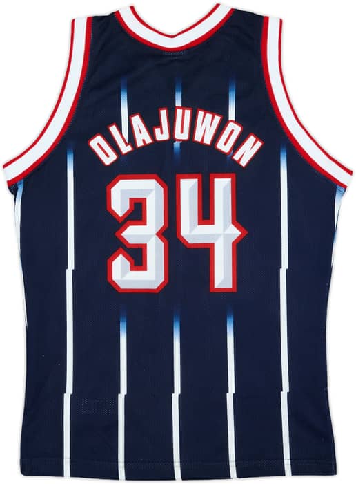 1995-01 Houston Rockets Olajuwon #34 Champion Away Jersey - 5/10 - (XL.Boys)