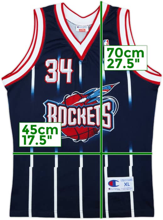 1995-01 Houston Rockets Olajuwon #34 Champion Away Jersey - 5/10 - (XL.Boys)