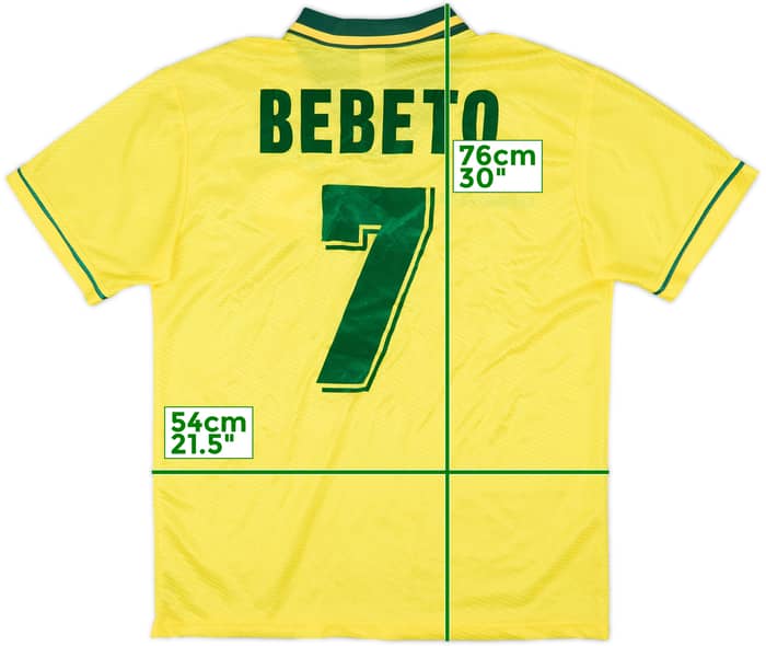 1994 Brazil Home Shirt Bebeto #7 - 7/10 - (L)