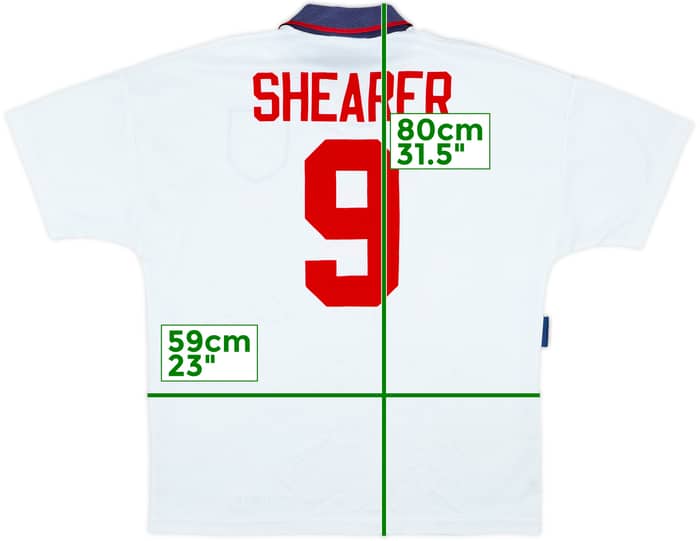 1993-95 England Home Shirt Shearer #9 - 8/10 - (XL)