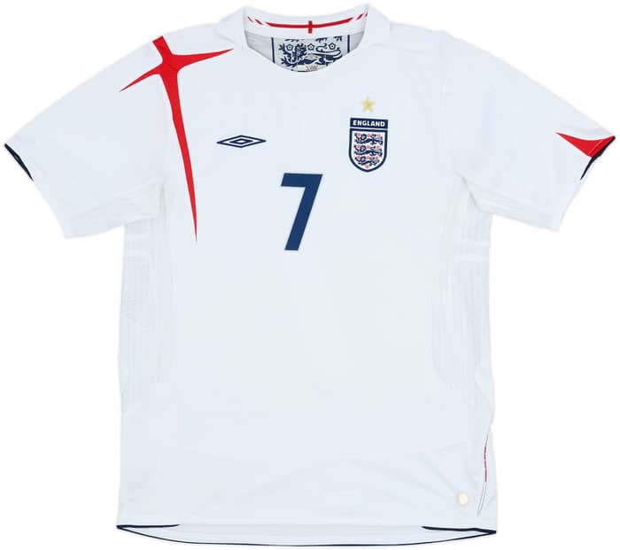 2005-07 England Home Shirt Beckham #7 - 8/10 - (XL.Boys)