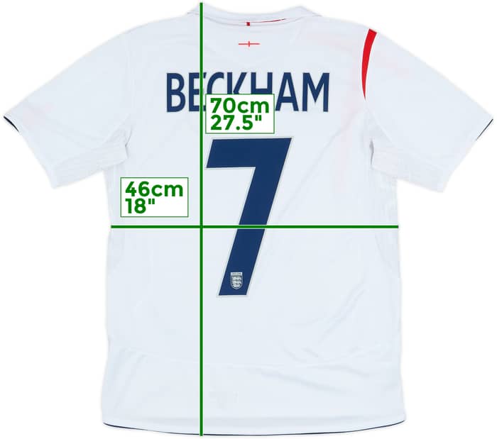 2005-07 England Home Shirt Beckham #7 - 8/10 - (XL.Boys)