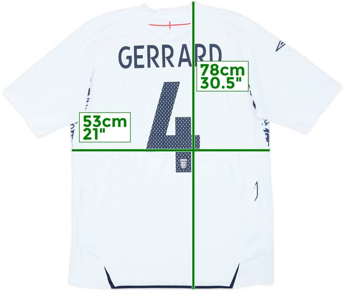 2007-09 England Home Shirt Gerrard #4 - 6/10 - (L)