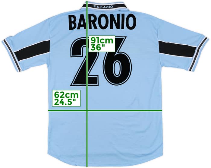 1998-00 Lazio Home Shirt Baronio #26 - 9/10 - (L)