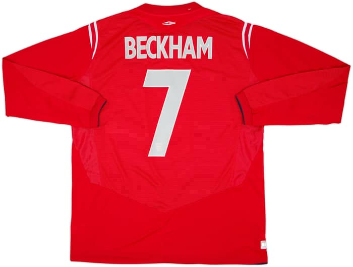 2004-06 England Away L/S Shirt Beckham #7 (XL)