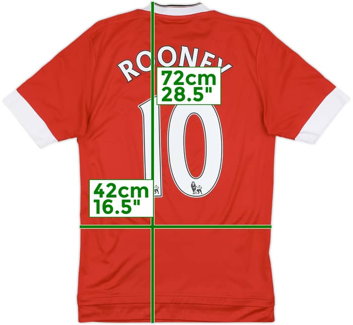 2015-16 Manchester United Home Shirt Rooney #10 - 7/10 - (XS)