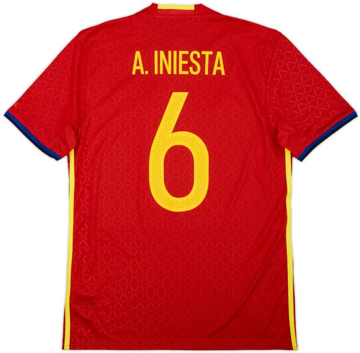 2016-17 Spain Home Shirt A. Iniesta #6 (M)