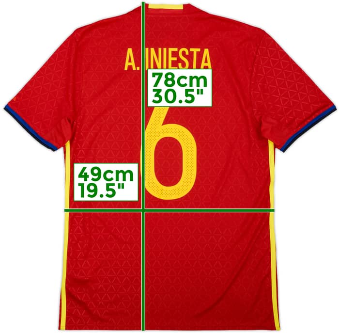 2016-17 Spain Home Shirt A. Iniesta #6 (M)