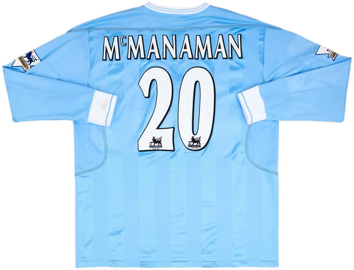 2003-04 Manchester City Match Issue Home L/S Shirt McManaman #20