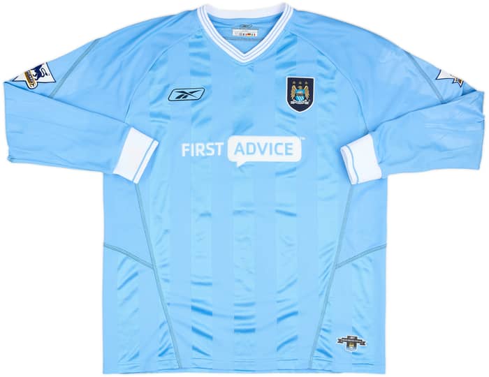 2003-04 Manchester City Match Issue Home L/S Shirt McManaman #20