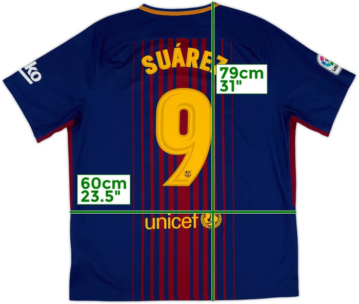 2017-18 Barcelona Home Shirt Suarez #9 - 10/10 - (XL)