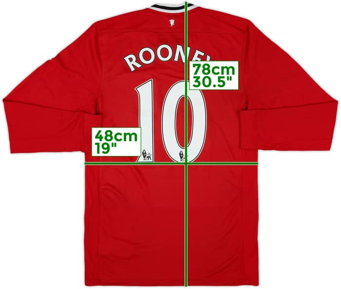 2011-12 Manchester United Home L/S Shirt Rooney #10 - 6/10 - (M)