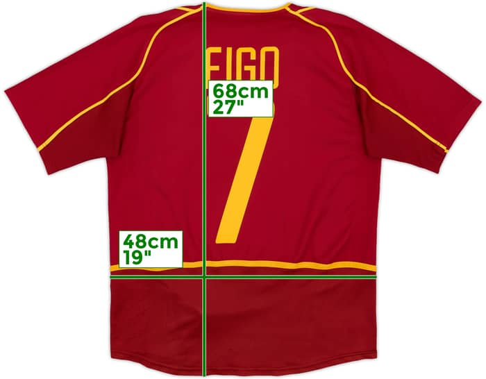 2002-04 Portugal Home Shirt Figo #7 - 8/10 - (XL.Boys)