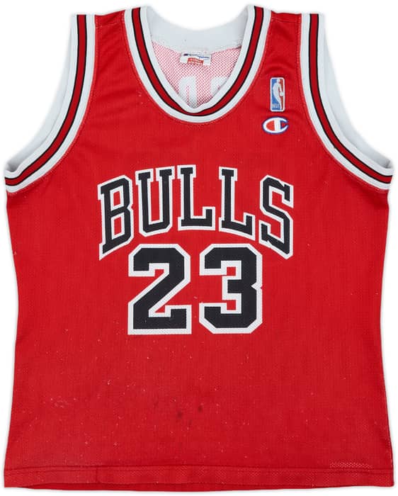 1991-98 Chicago Bulls Jordan #23 Champion Away Jersey - 5/10 - (XL.Boys)