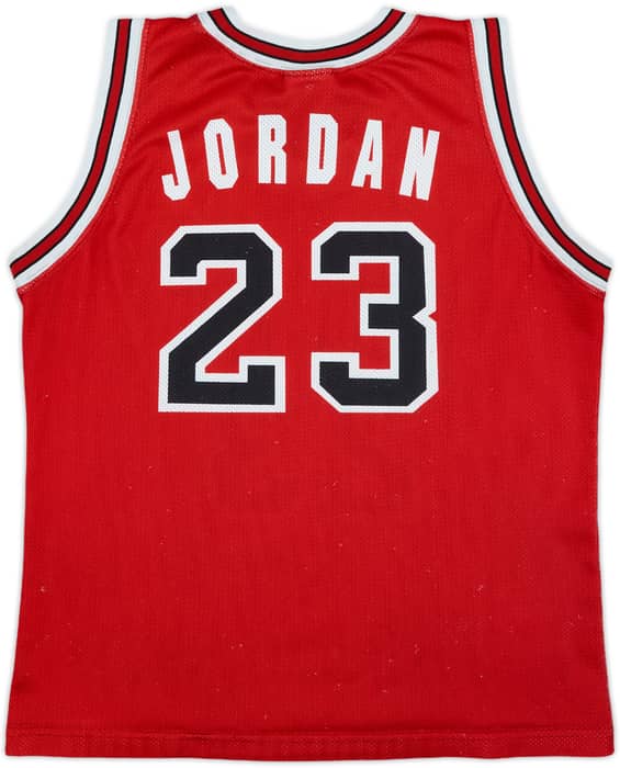 1991-98 Chicago Bulls Jordan #23 Champion Away Jersey - 5/10 - (XL.Boys)