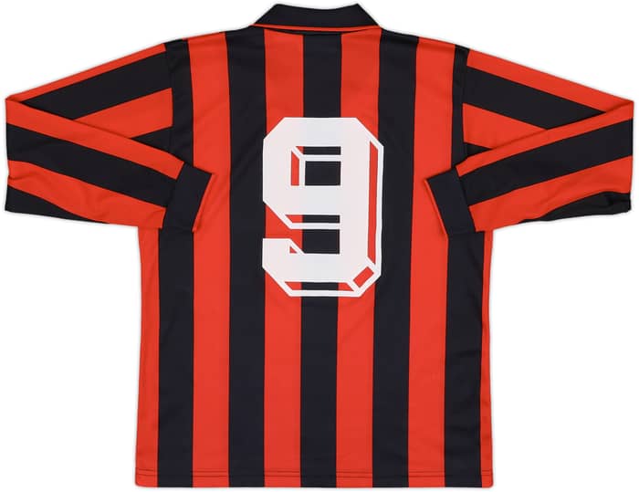 1995-96 AC Milan Basic Home L/S Shirt #9 - 10/10 - (XL.Boys)