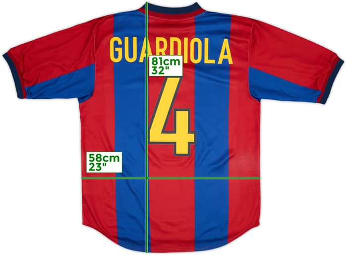 1998-00 Barcelona Player Issue Home Shirt Guardiola #4 - 7/10 - (M)