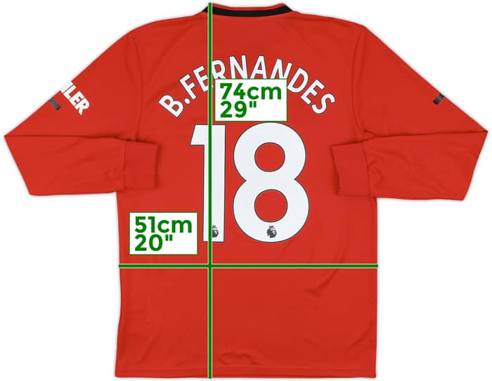 2019-20 Manchester United Home L/S Shirt B.Fernandes #18 - 6/10 - (M)