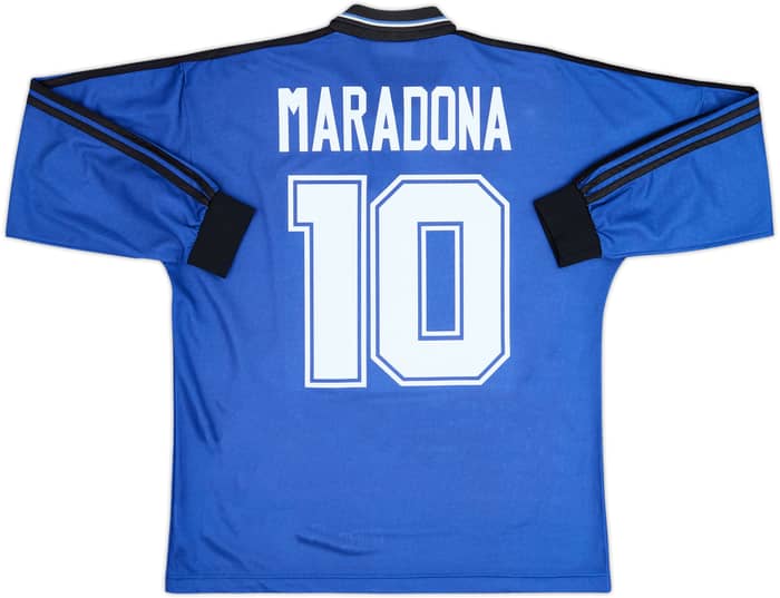 1994-97 Argentina Away L/S Shirt Maradona #10 - 8/10 - (L)