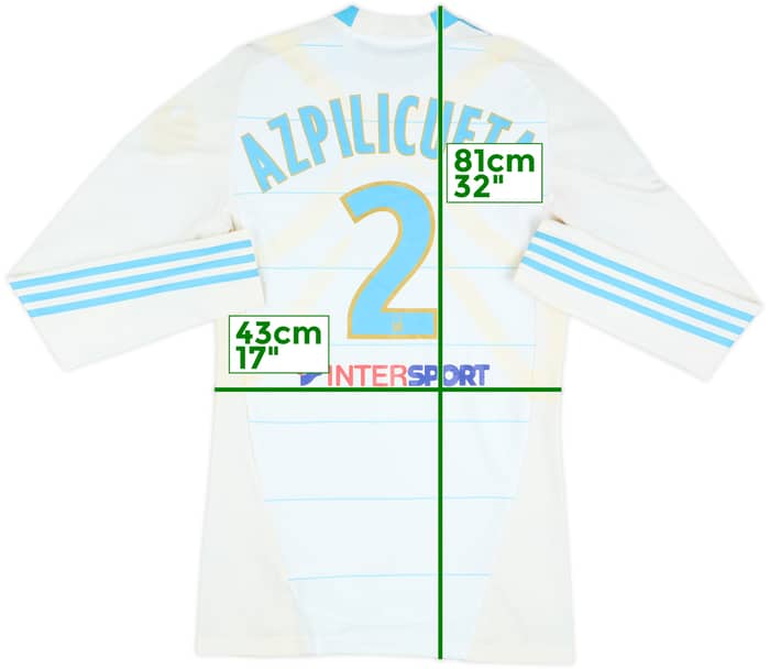 2010-11 Olympique Marseille Player Issue TechFit Home L/S Shirt Azpilicueta #2 - 5/10 - (L)
