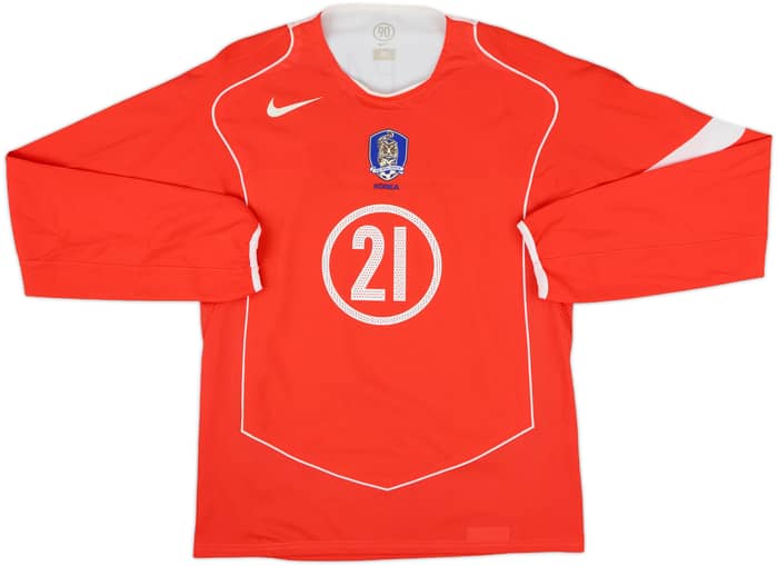 2004-06 South Korea Player Issue Home L/S Shirt J S Park #21 - 7/10 - (M)