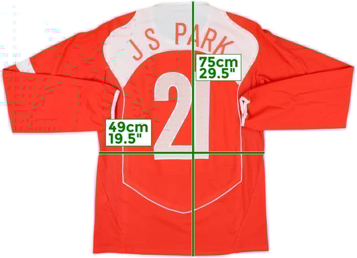 2004-06 South Korea Player Issue Home L/S Shirt J S Park #21 - 7/10 - (M)