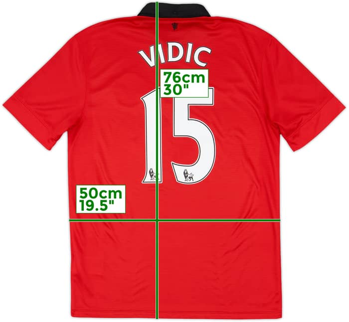 2013-14 Manchester United Home Shirt Vidic #15 - 8/10 - (M)