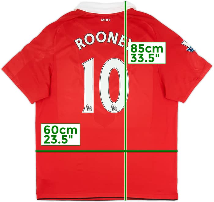 2010-11 Manchester United Home Shirt Rooney #10 - 9/10 - (XL)