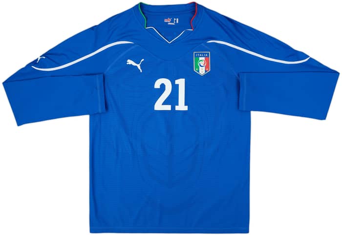 2010-12 Italy Authentic Home L/S Shirt Pirlo #21 - 9/10 - (XXL)