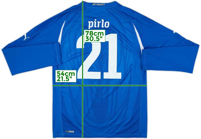 2010-12 Italy Authentic Home L/S Shirt Pirlo #21 - 9/10 - (XXL)