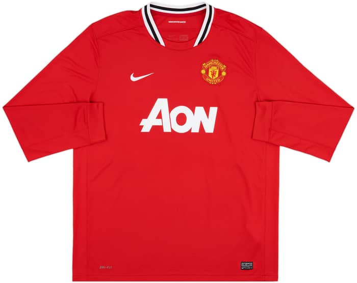 2011-12 Manchester United Home L/S Shirt Rooney #10 - 8/10 - (XXL)