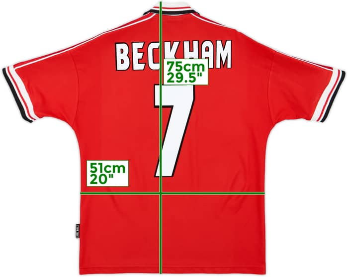 1998-00 Manchester United Home Shirt Beckham #7 - 8/10 - (M)