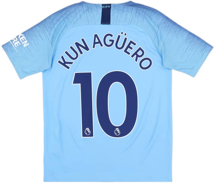 2018-19 Manchester City Home Shirt Kun Aguero #10 - 9/10 - (XL.Boys)