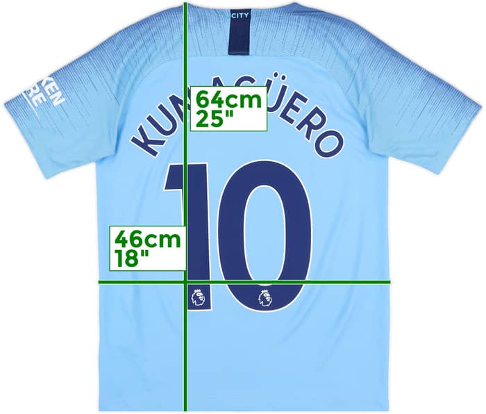 2018-19 Manchester City Home Shirt Kun Aguero #10 - 9/10 - (XL.Boys)