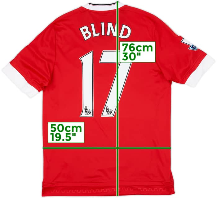 2015-16 Manchester United Home Shirt Blind #17 - 8/10 - (M)