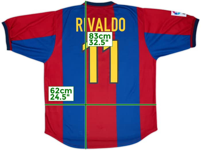1998-00 Barcelona Home Shirt Rivaldo #11 - 9/10 - (XL)