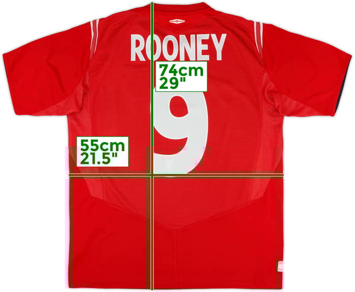 2004-06 England Away Shirt Rooney #9 - 7/10 - (S)