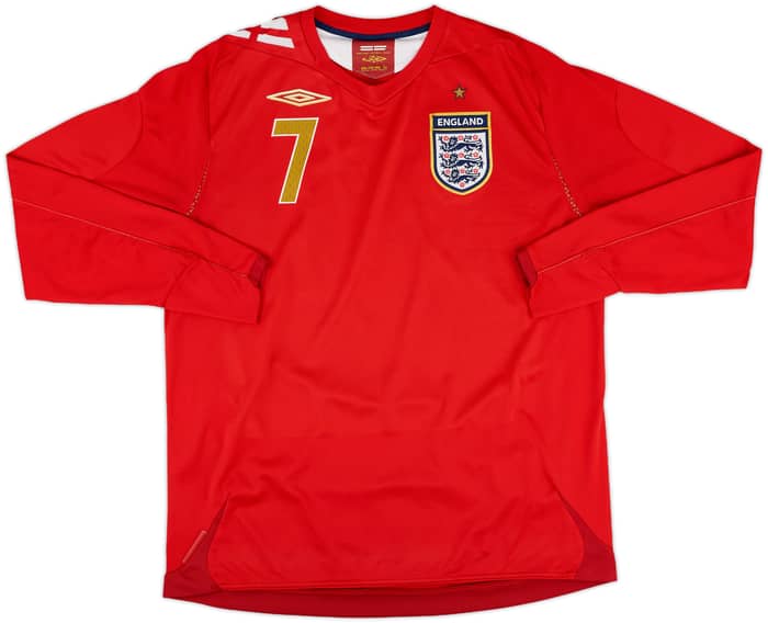 2006-08 England Away L/S Shirt Beckham #7 - 7/10 - (L)