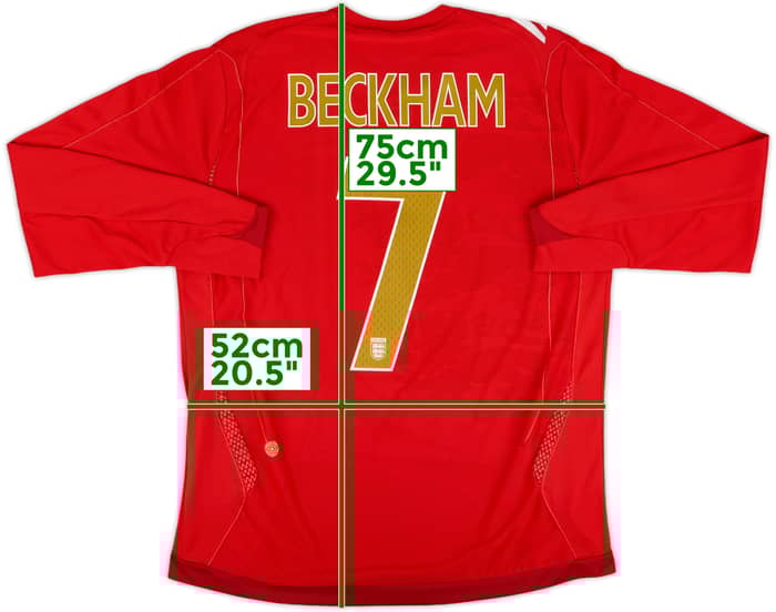 2006-08 England Away L/S Shirt Beckham #7 - 7/10 - (L)