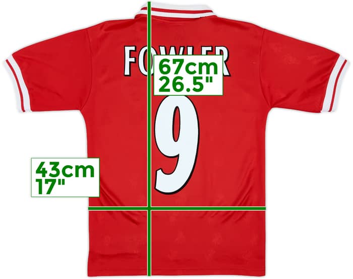 1996-98 Liverpool Home Shirt Fowler #9 - 9/10 - (Y)